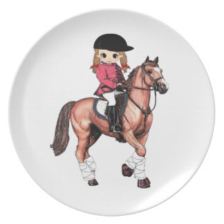 English Riding Girl and Horse Plate