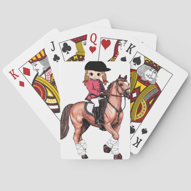 English Riding Girl and Horse Playing Cards (Back)