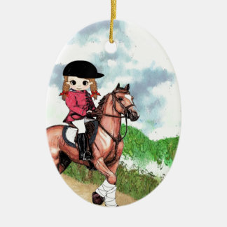 English Riding Girl Ceramic Ornament