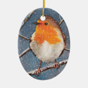 ENGLISH ROBIN IN SNOW: ORNAMENT