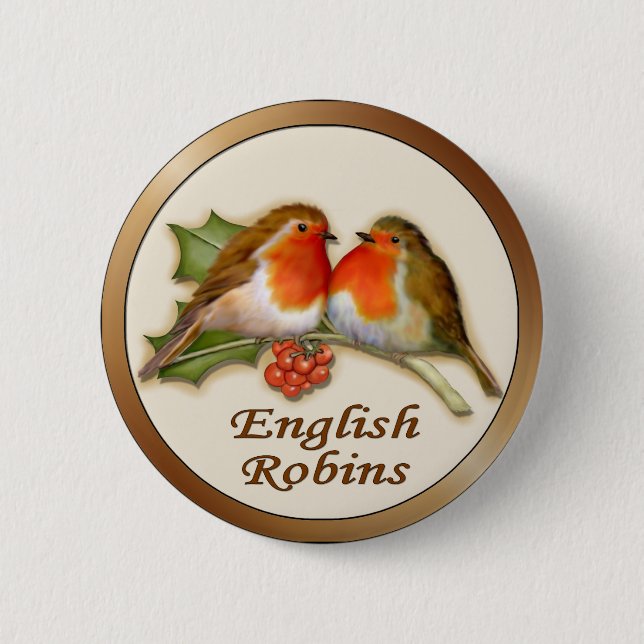 English Robins 6 Cm Round Badge (Front)