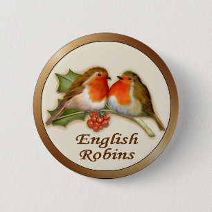 English Robins 6 Cm Round Badge
