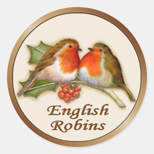 English Robins Classic Round Sticker (Front)