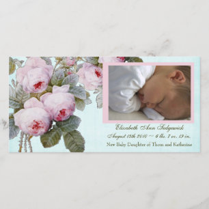 English Rose Birth Announcement for Baby Girl