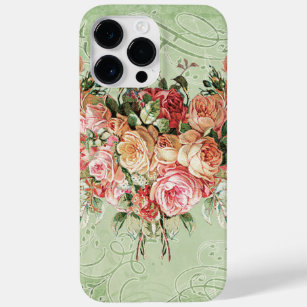 English Rose Bouquet, Vintage n Modern Swirl Leaf Case-Mate iPhone 14 Pro Max Case
