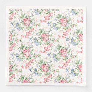 English Rose Chintz, Pink Blue Green Napkin