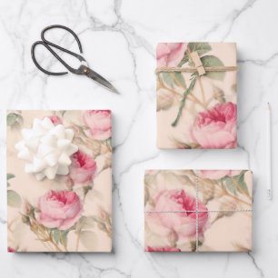 English rose ,flowers pattern  large  wrapping paper sheet