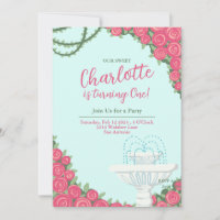 English Rose Garden 1st Birthday Invitation