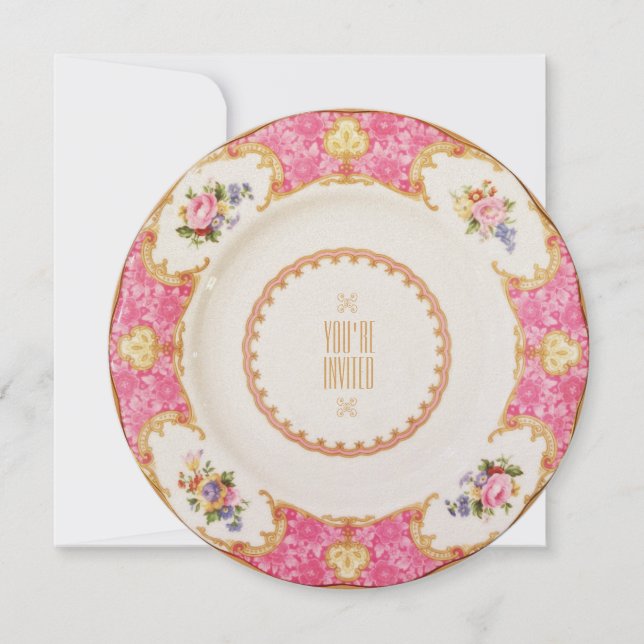 English Rose Garden Party High Tea Invitation (Front)