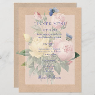 English Rose Garden Wedding Invitation Menu