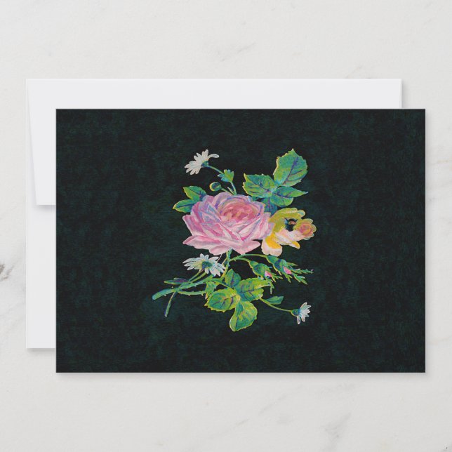 English Rose Invitations Black Pink Wedding (Front)