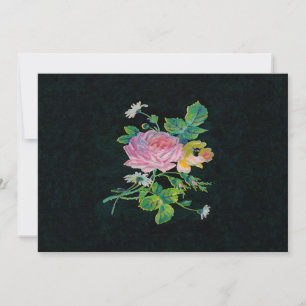 English Rose Invitations Black Pink Wedding