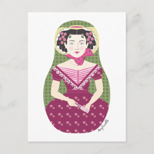 English Rose Matryoshka Postcard