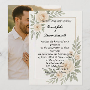 English Rose Photo Wedding Invitation