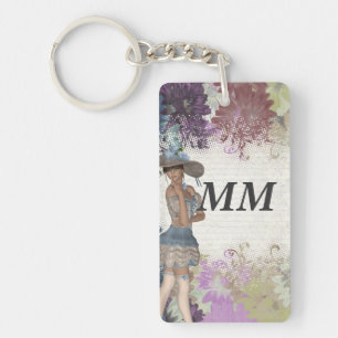 English rose romantic girl key ring