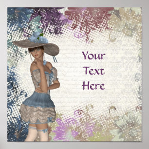 English rose romantic girl poster