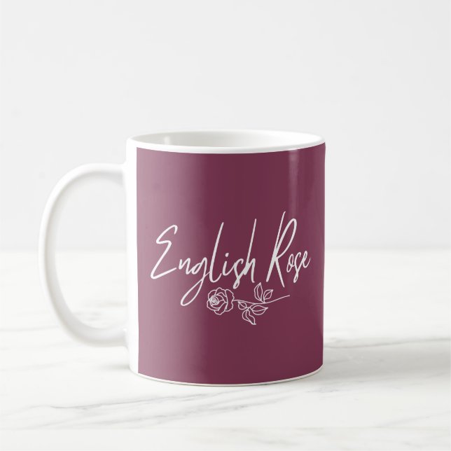 English Rose TYPOGRAPHY HANDWRITTEN STYLE Coffee Mug (Left)