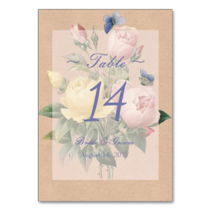 English Rose Wedding Invitation Table Number