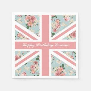 English Roses Union Jack Flag Napkin
