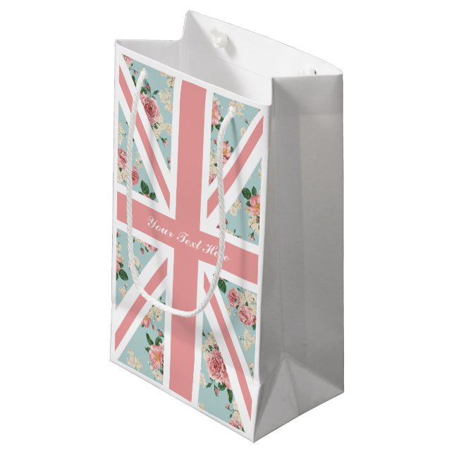 English Roses Union Jack Floral Party Small Gift Bag (Front Angled)