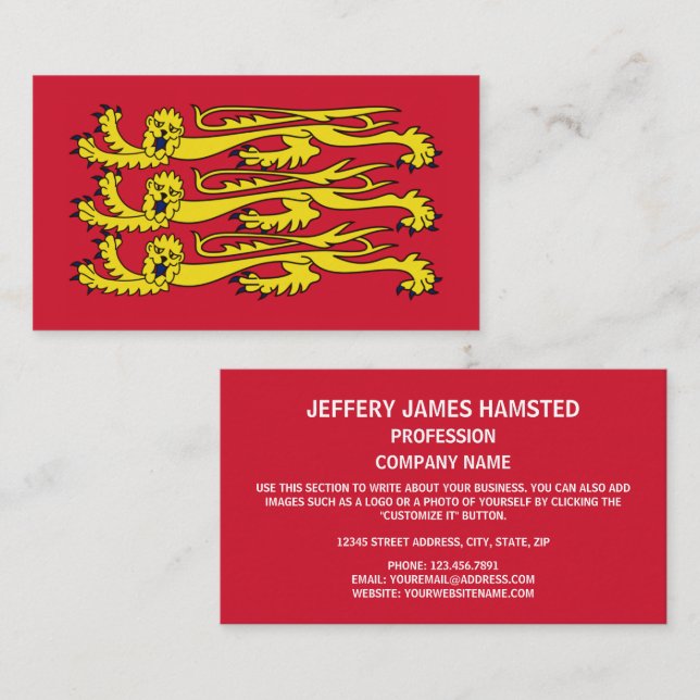 English Royal Banner, England Business Card (Front/Back)