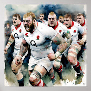 English Rugby Players - Rugby Art Print