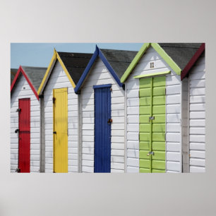English Seaside Beach Huts Poster