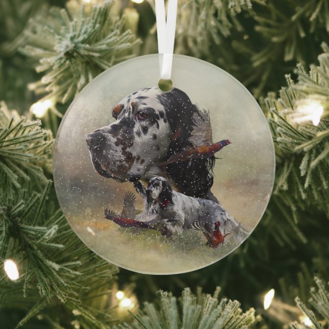 English  setter  art     glass tree decoration (Insitu)