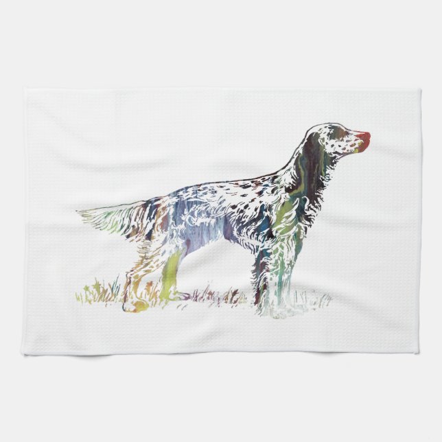 English setter art tea towel (Horizontal)
