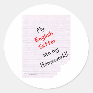 English Setter Ate My Homework - Sticker