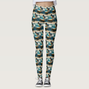 English Setter Beach Surfing Painting Leggings