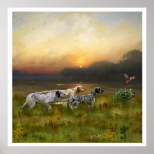 English Setter , bird hunting Poster