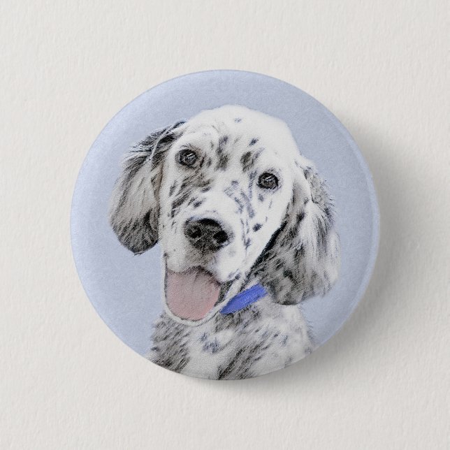 English Setter Blue Belton Painting Dog Art 6 Cm Round Badge (Front)