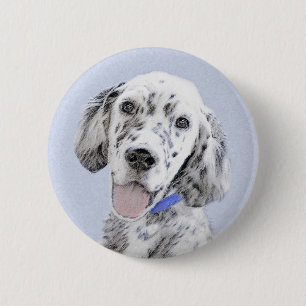 English Setter Blue Belton Painting Dog Art 6 Cm Round Badge
