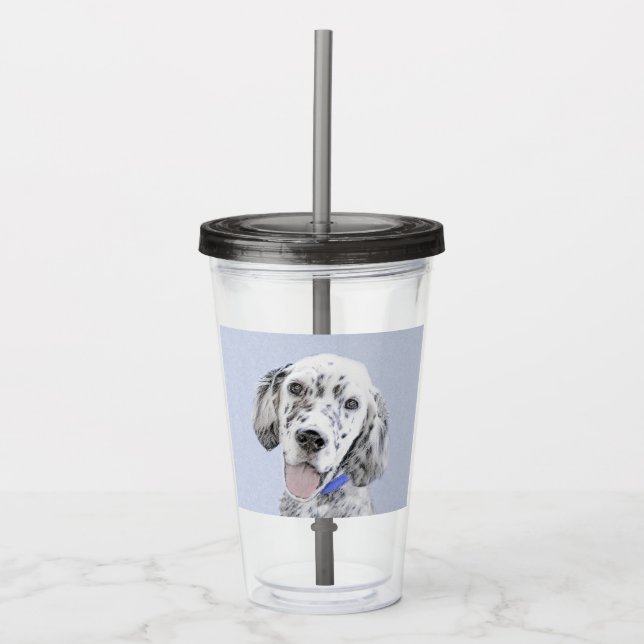 English Setter Blue Belton Painting Dog Art Acrylic Tumbler (Front)