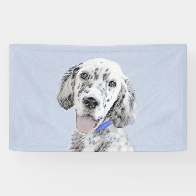 English Setter Blue Belton Painting Dog Art Banner (Horizontal)
