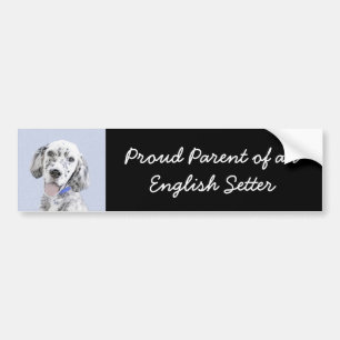English Setter Blue Belton Painting Dog Art Bumper Sticker