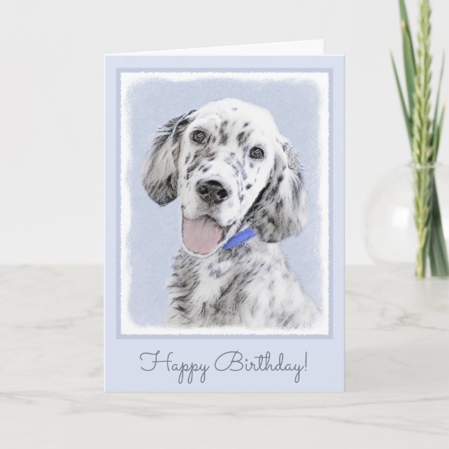 English Setter Blue Belton Painting Dog Art Card (Front)