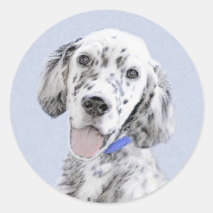 English Setter Blue Belton Painting Dog Art Classic Round Sticker