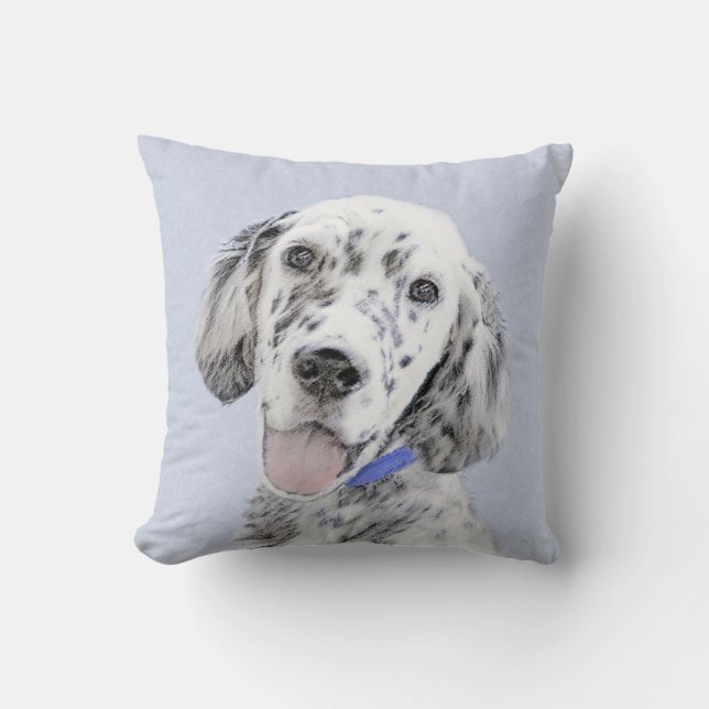 English Setter Blue Belton Painting Dog Art Cushion (Front)