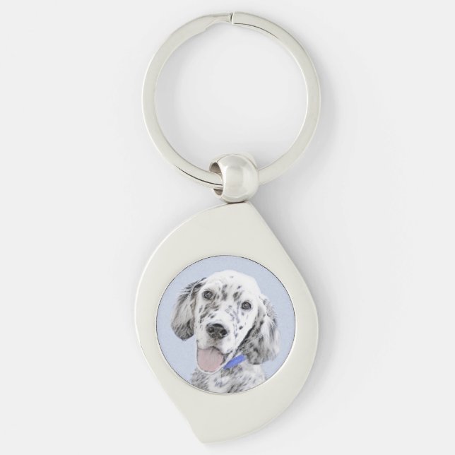 English Setter Blue Belton Painting Dog Art Key Ring (Front)
