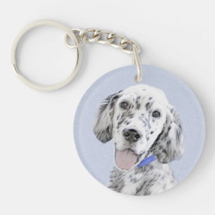 English Setter Blue Belton Painting Dog Art Key Ring