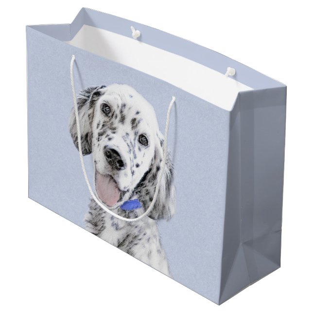 English Setter Blue Belton Painting Dog Art Large Gift Bag (Back Angled)