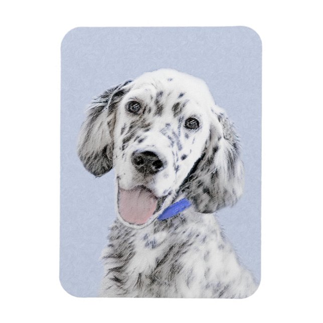 English Setter Blue Belton Painting Dog Art Magnet (Vertical)