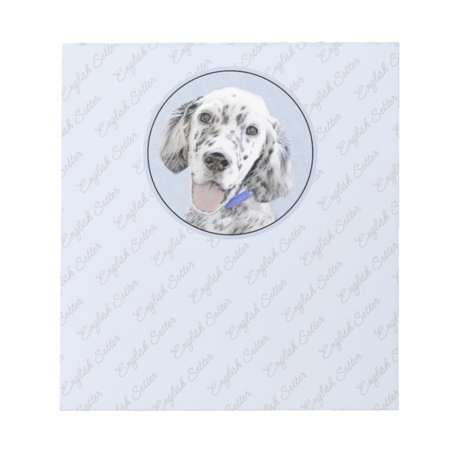 English Setter Blue Belton Painting Dog Art Notepad (Front)