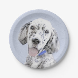 English Setter Blue Belton Painting Dog Art Paper Plate