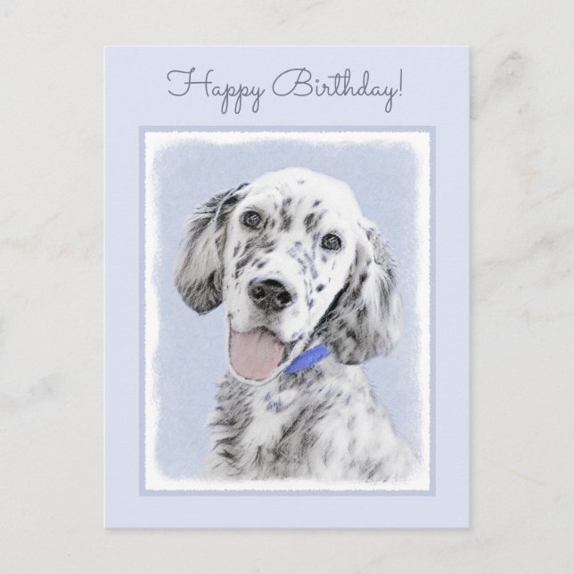 English Setter Blue Belton Painting Dog Art Postcard (Front)