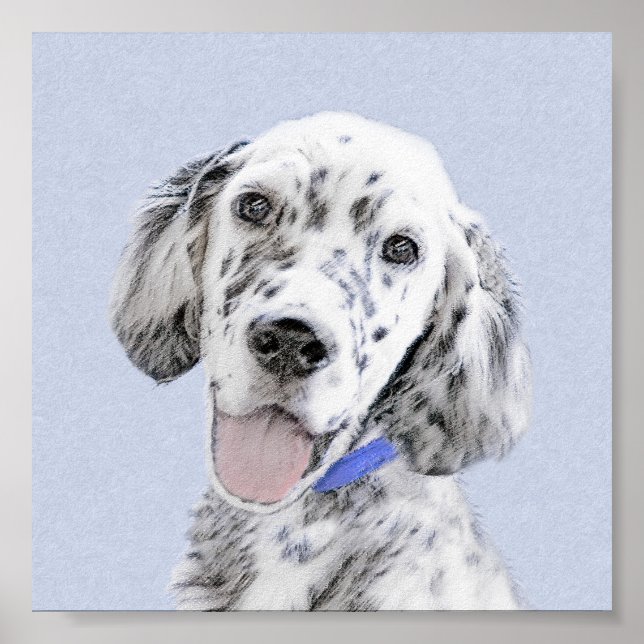 English Setter Blue Belton Painting Dog Art Poster (Front)