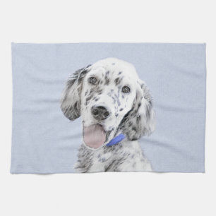 English Setter Blue Belton Painting Dog Art Tea Towel