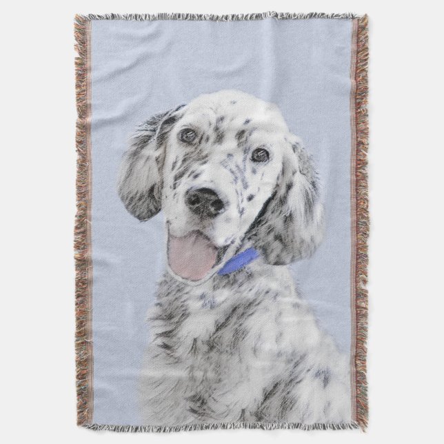 English Setter Blue Belton Painting Dog Art Throw Blanket (Front Vertical)